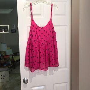 Torrid 3x hot pink palm tree pattern ruffle tank
